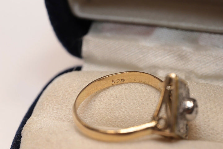 アンティーク アールデコ オリジナル 14K ナチュラルダイヤモンドのナヴェットリング