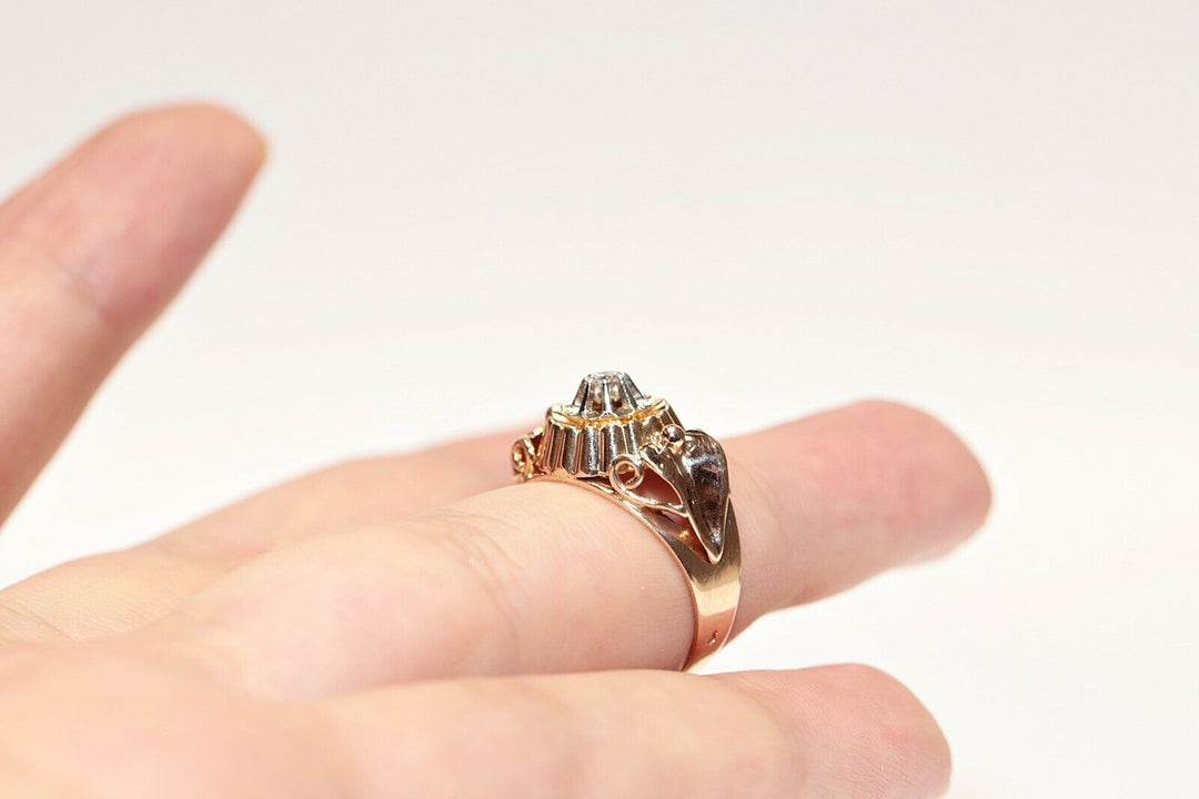 アンティーク オリジナル 18K ナチュラルダイヤモンドのヴィクトリアンリング