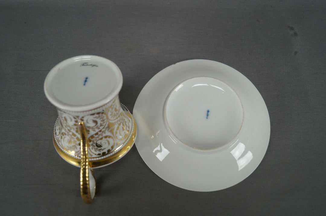 KPM Berlin Hand Painted Fuchshofen Scene & Gold Empire Form Cup C. 1820-1830s