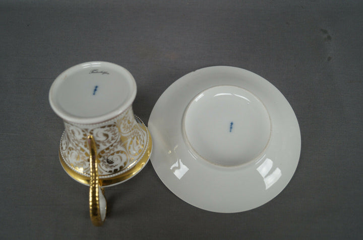 KPM Berlin Hand Painted Fuchshofen Scene & Gold Empire Form Cup C. 1820-1830s