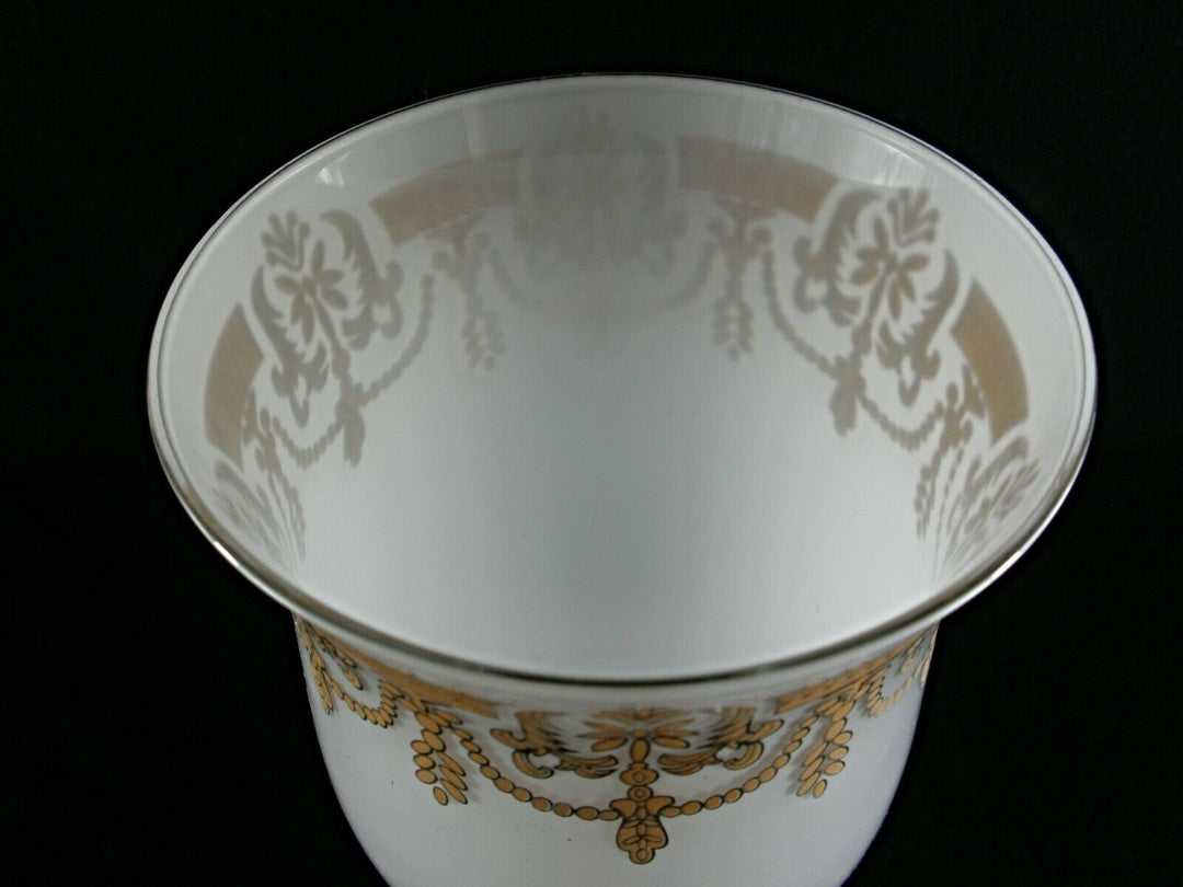 Rare Antique BACCARAT Clear & Opaline Crystal Chalice w/ Gold Hand Paintings