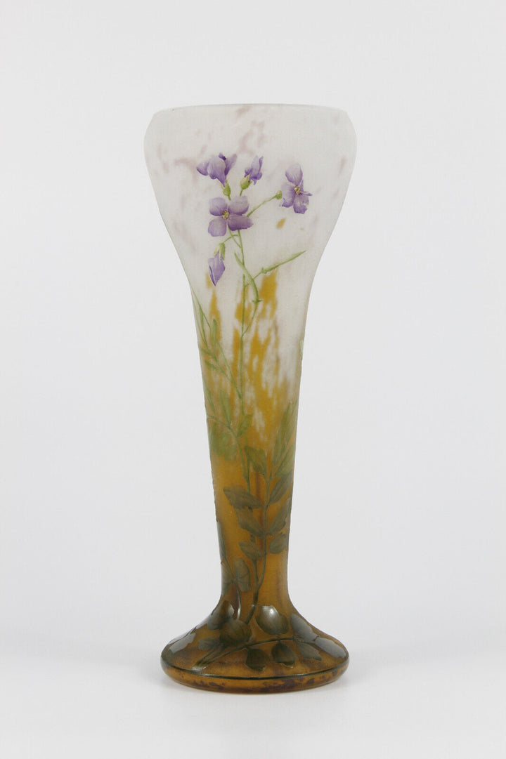 ドーム兄弟(DAUM NANCY)大根の花のトランペット型花瓶 1900年代