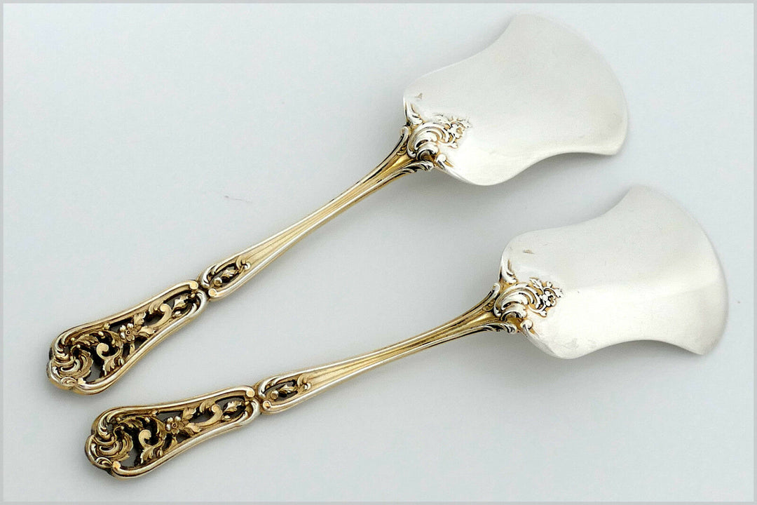 Cardeilhac French Sterling Silver 18K Gold Hors D'oeuvre Dessert Set 6 Pc, Box
