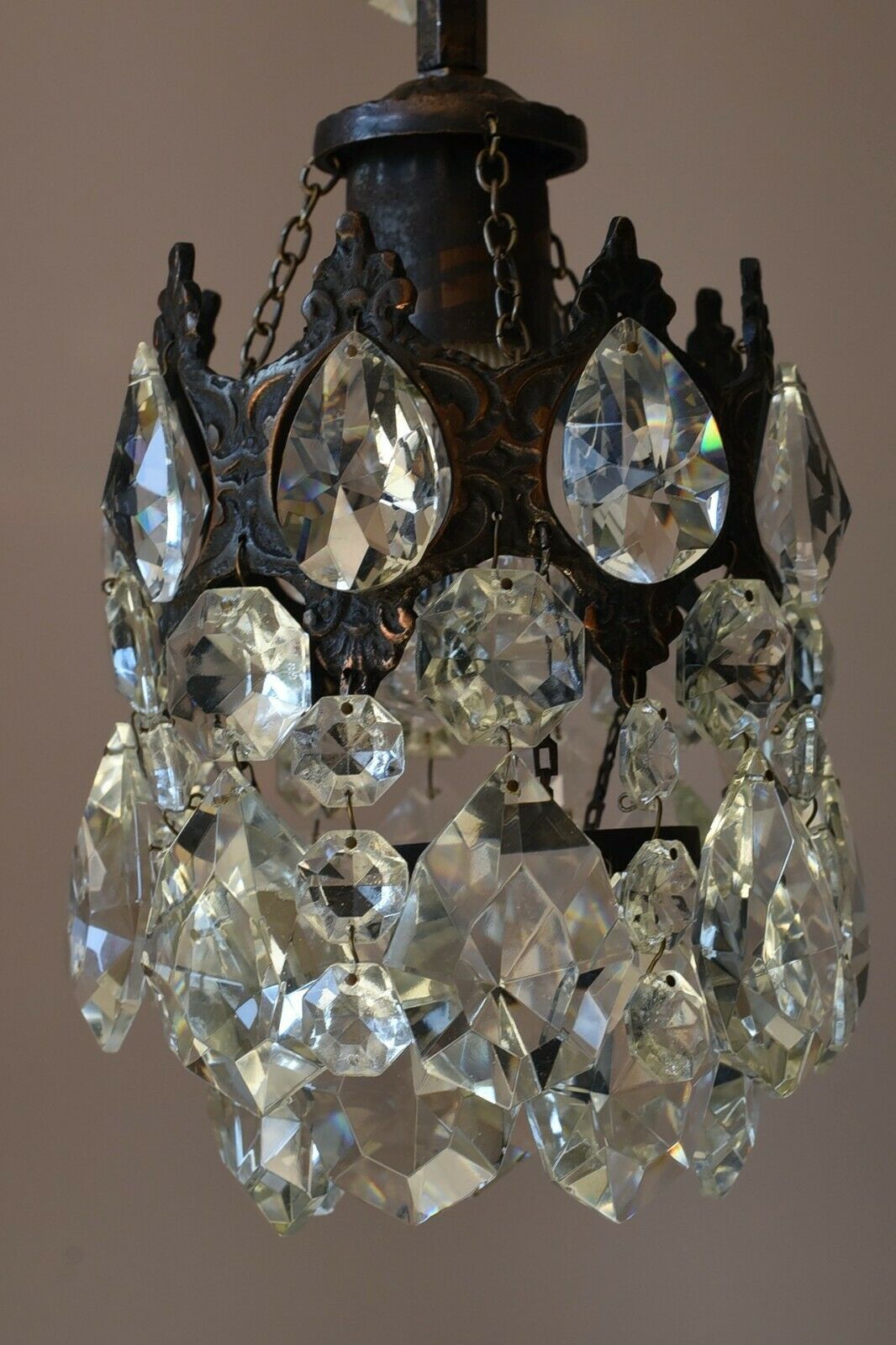 Vintage Crystal Chandelier Antique Brass French Style Home Lighting Retro lamp