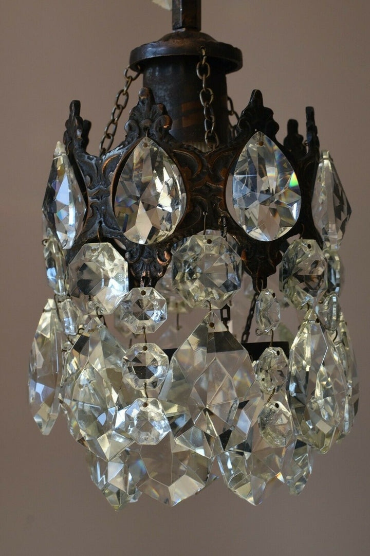 Vintage Crystal Chandelier Antique Brass French Style Home Lighting Retro lamp
