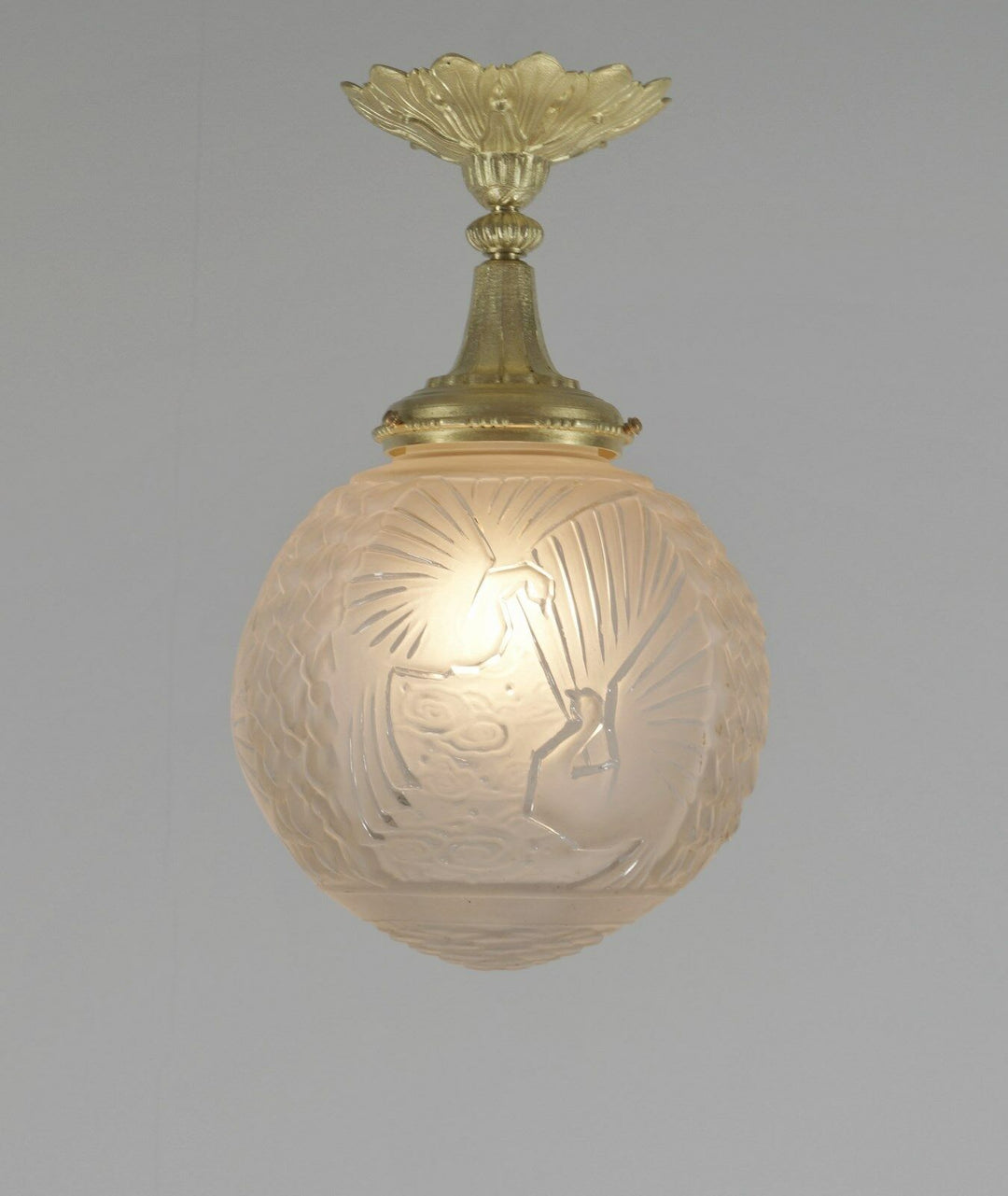 GILLES & MULLER FRERES : FRENCH ART DECO PENDANT flush mount 1930 chandelier