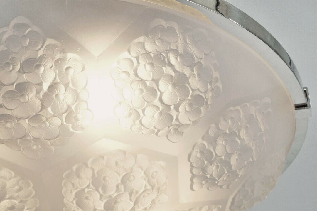 ETLING : FRENCH 1930 ART DECO CHANDELIER .......... pendant modernist lamp 1935