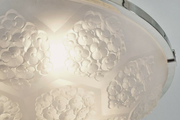 ETLING : FRENCH 1930 ART DECO CHANDELIER .......... pendant modernist lamp 1935