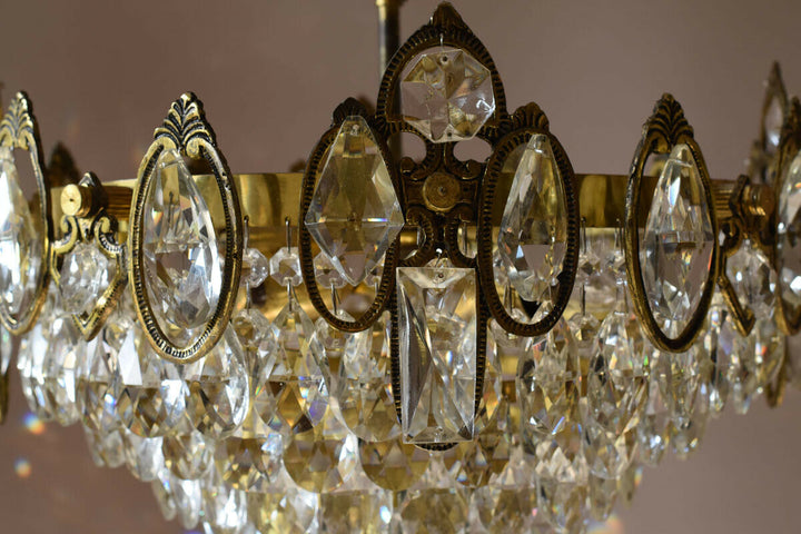 Flush Antique Vintage Crystal Chandelier, Lighting Low Ceiling Pendant Light