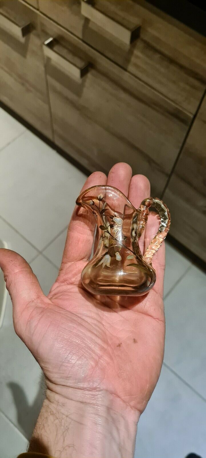 Rare Pichet Miniature Verre Émaillé Emile Gallé Nancy 1ere Periode Old vase 1900