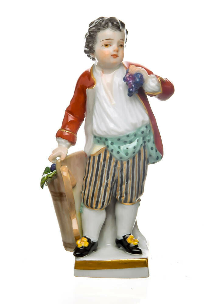 マイセン人形　パニエを持つ庭師の子供　V. アシエ作　ガーデニング・チャイルド　一級品　1910年　希少品