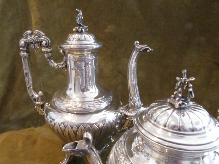 Outstanding french sterling silver tea coffee set Louis XVI st E Puiforcat Nap 3