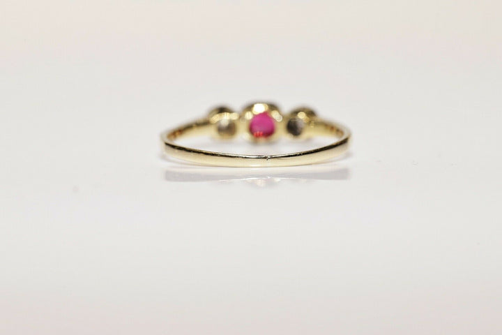 アンティーク ヴィクトリアン 14K ナチュラルダイヤモンドとルビーのリング