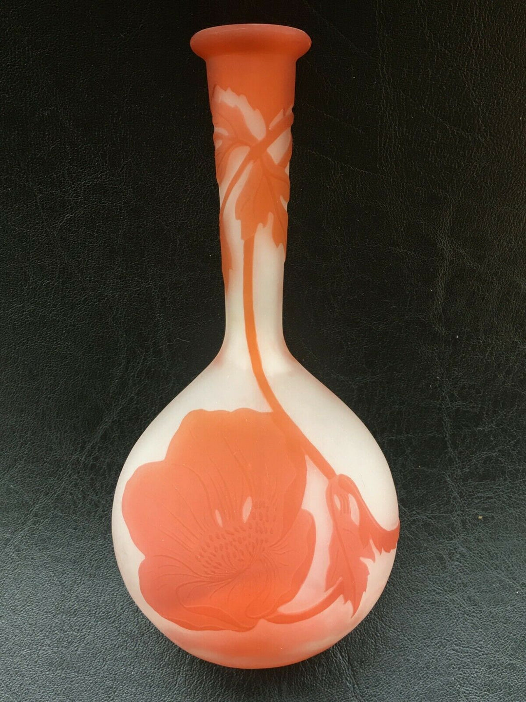 エミールガレ(Galle) ファイヤーポリッシュ オレンジ色ポピーの花瓶