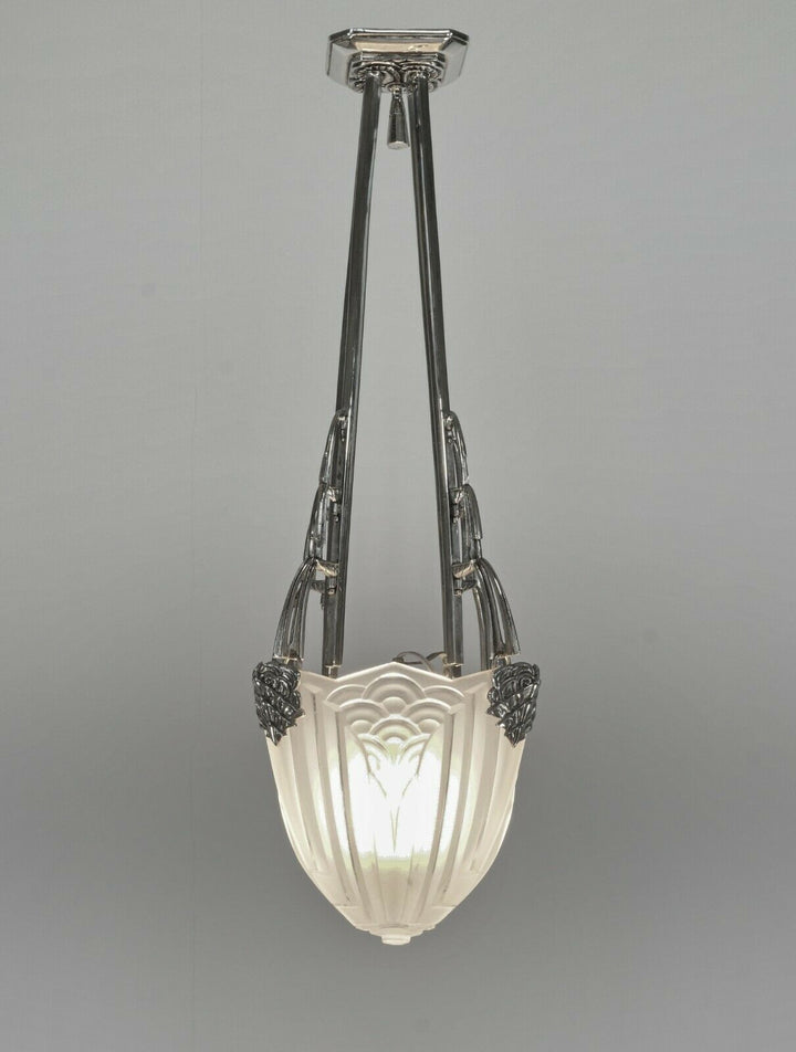 MAYNADIER & SCHNEIDER : FRENCH 1930 ART DECO CHANDELIER lamp pendant muller era