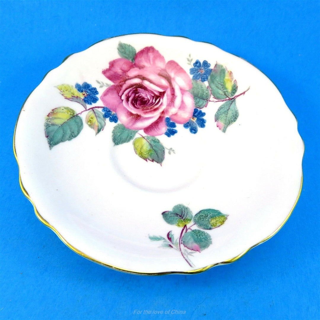 アンティーク　パラゴンのカップ＆ソーサー　ピンクローズと忘れな草