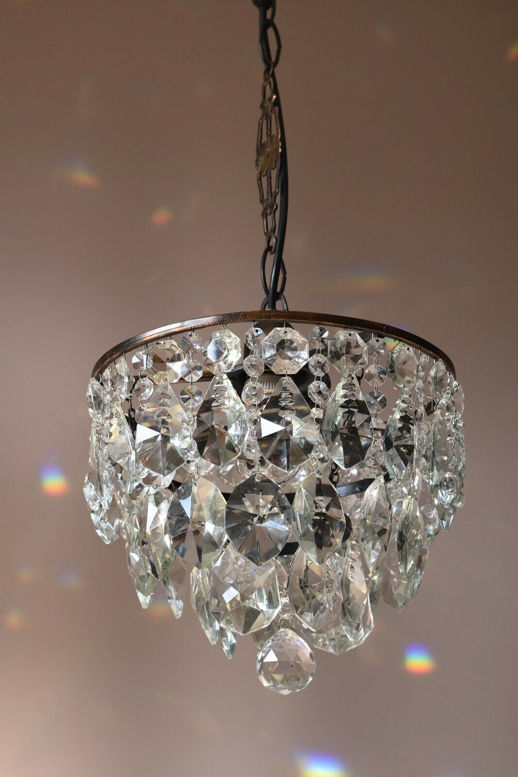 Mini Vintage Crystal Chandelier in Antique French Style Lighting Pendant Lamp