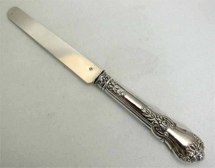 Puiforcat, 12 couteaux à fruits/entremets/dessert/fromage, lames argent Minerve.