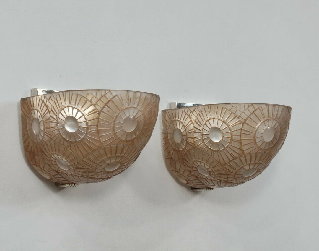 SIMONET FRERES : a pair exceptional French 1930 art deco wall sconces ... France