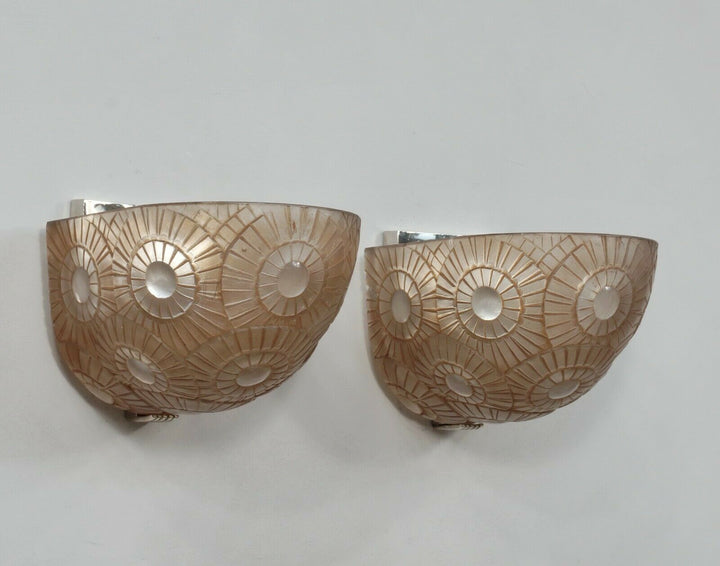 SIMONET FRERES : a pair exceptional French 1930 art deco wall sconces ... France