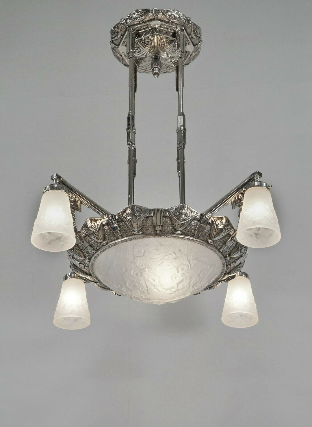 H.PETITOT & MULLER FRERES : French 1930 art deco chandelier