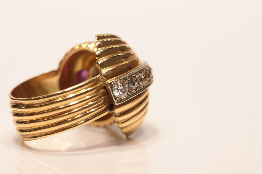 アンティーク ヴィクトリアン 18K ナチュラルダイヤモンドとルビーのリング