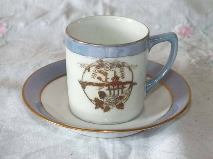 Antique Hand Painted Noritake Demitasse Coffee Cup/ Can and Saucer C1908