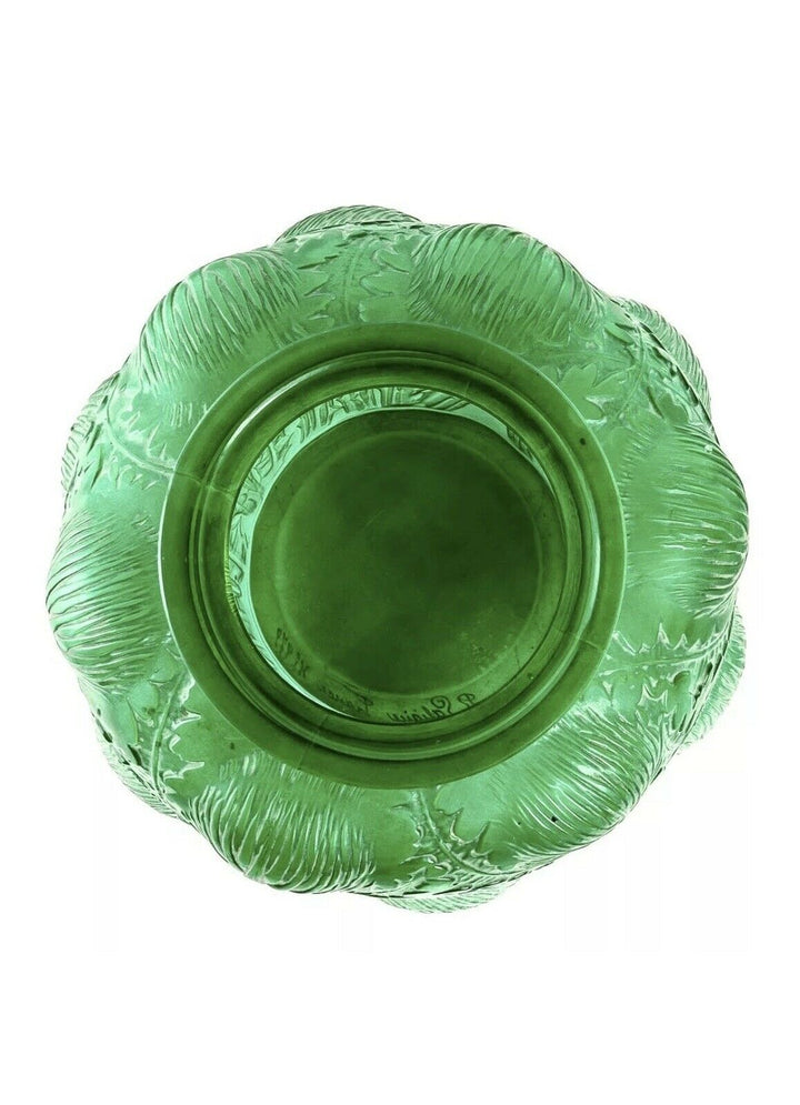 Vase Domremy René Lalique Vert Émeraude Patine Blanc R.Lalique Emerald Green