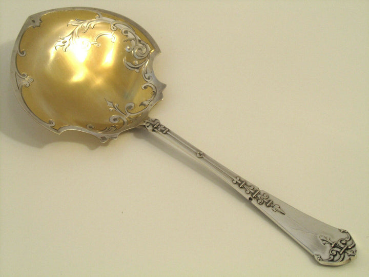 Coignet Fabulous French All Sterling Silver Gold Strawberry Spoon Ferrure
