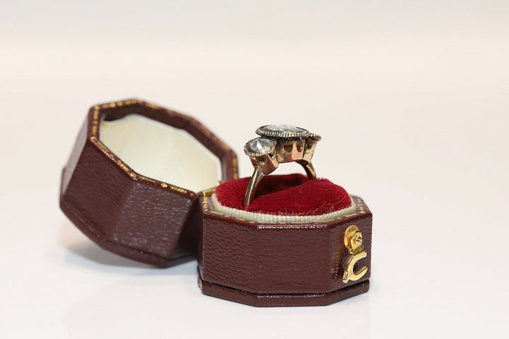 オリジナル ヴィンテージ 14K ナチュラルローズカットダイヤモンドのリング