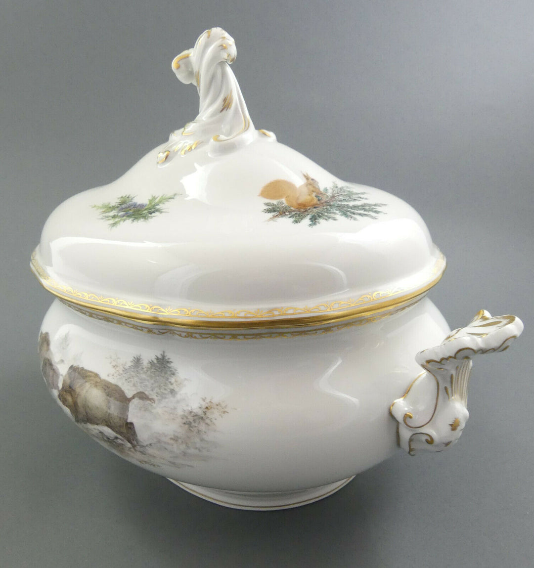 ⚔ Meissen 邁森 Terrine 00028 Volumen 3,5 Liter Wildmalerei Ridinger TOP 1.Wahl