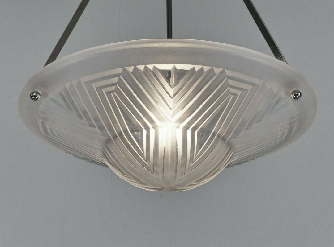 MAYNADIER : FRENCH 1930 ART DECO CHANDELIER ... lamp pendant muller era France