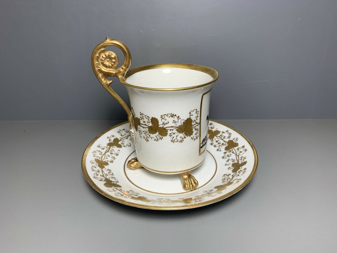 KPM BERLIN TASSE UT FRIEDRICH II ZU PFERD SCHATTENRISSMALEREI GUTER ZUSTAND 1915