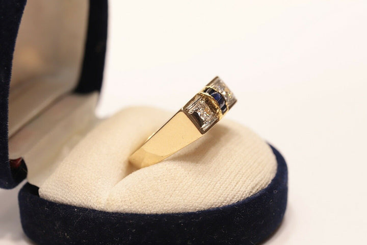 アンティーク アールデコ 14K ナチュラルダイヤモンドとサファイアのリング