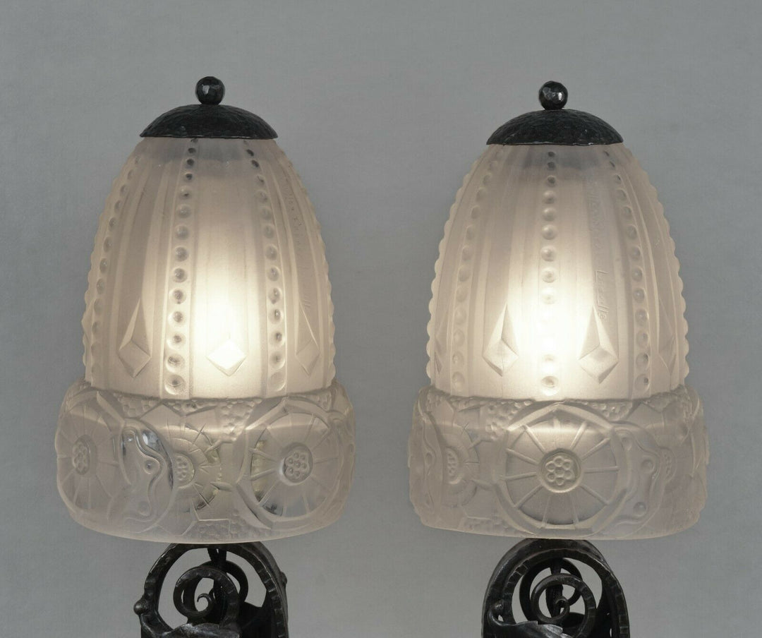 MULLER FRERES : pair FRENCH 1930 ART DECO LAMPS ..... lamp 1925 France degue era