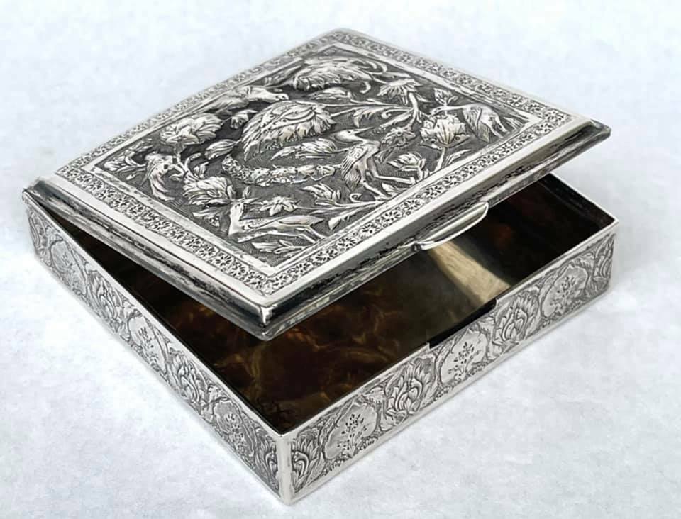 Antique Persian Sterling Silver Splendid Box Fabulous Decor