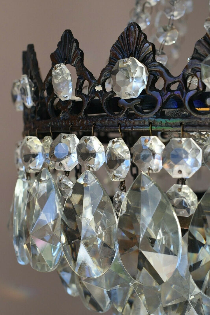 Antique/ Vintage Lighting, Old Crystal Chandelier,Hom