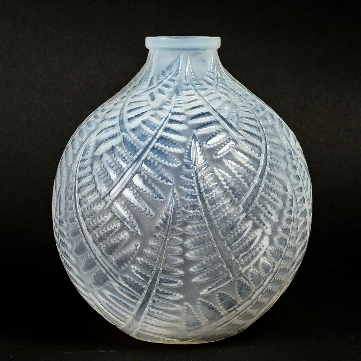 Vase Espalion Opalescent René Lalique R.Lalique Opalescence Glass Leaves Ferns