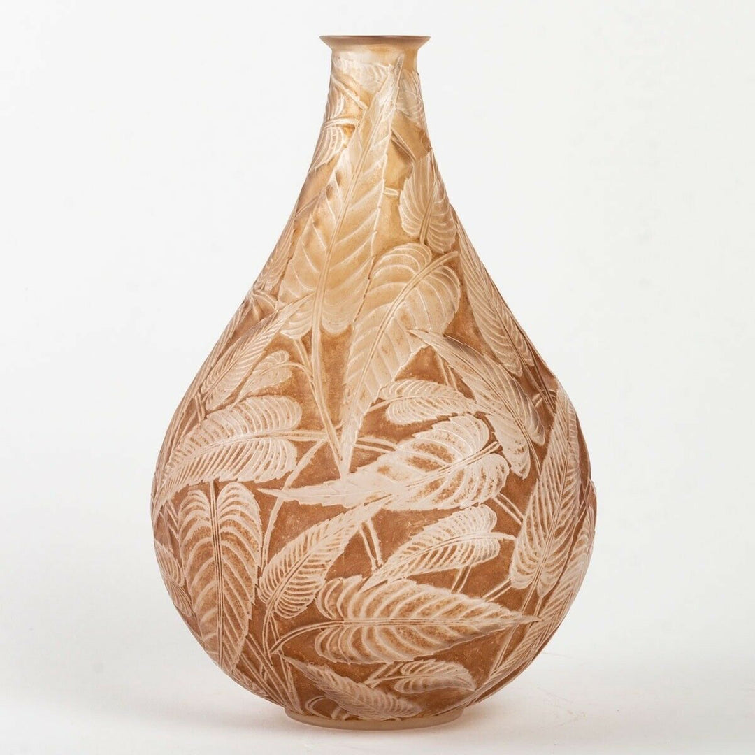 Vase Sauges Verre Patine Sépia René Lalique R.Lalique Sepia Stained Glass