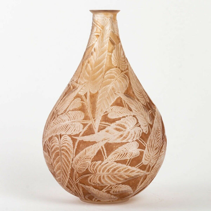 Vase Sauges Verre Patine Sépia René Lalique R.Lalique Sepia Stained Glass