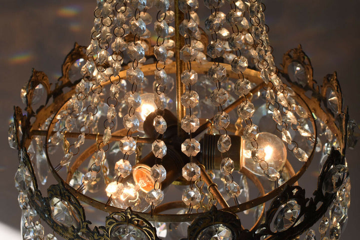 Big Sale,Vintage Crystal Chandelier, Antique French Style mid century Lighting