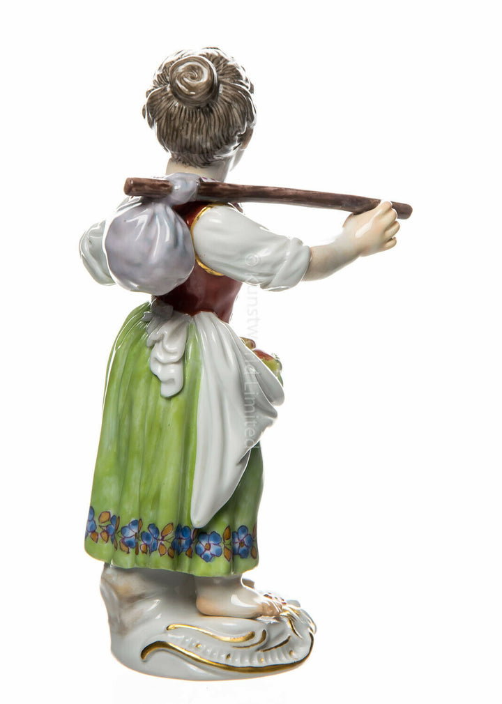 マイセン人形　杖と果物を持つ庭師の子供　一級品