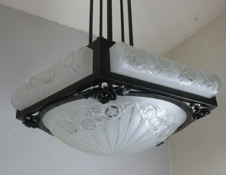 STUNNING FRENCH ART DECO CHANDELIER 1925 OF DAVID GUERON ( DEGUE )