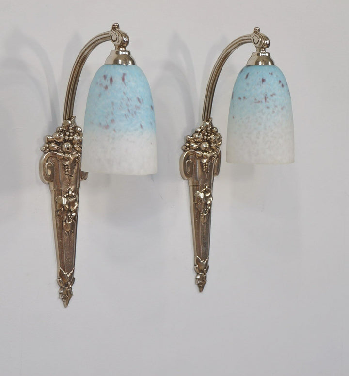 SCHNEIDER & RANC : PAIR OF FRENCH ART DECO WALL SCONCES ....... 1930 lights 1925