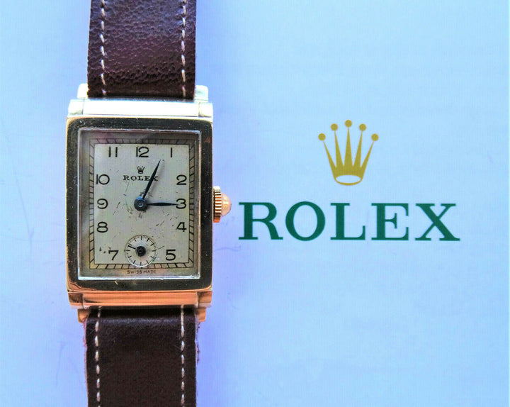 Rolex ♛ 2536 Art Deco Yellow Gold 9C 375 Antique Luxury Men's Watch 1930 Service