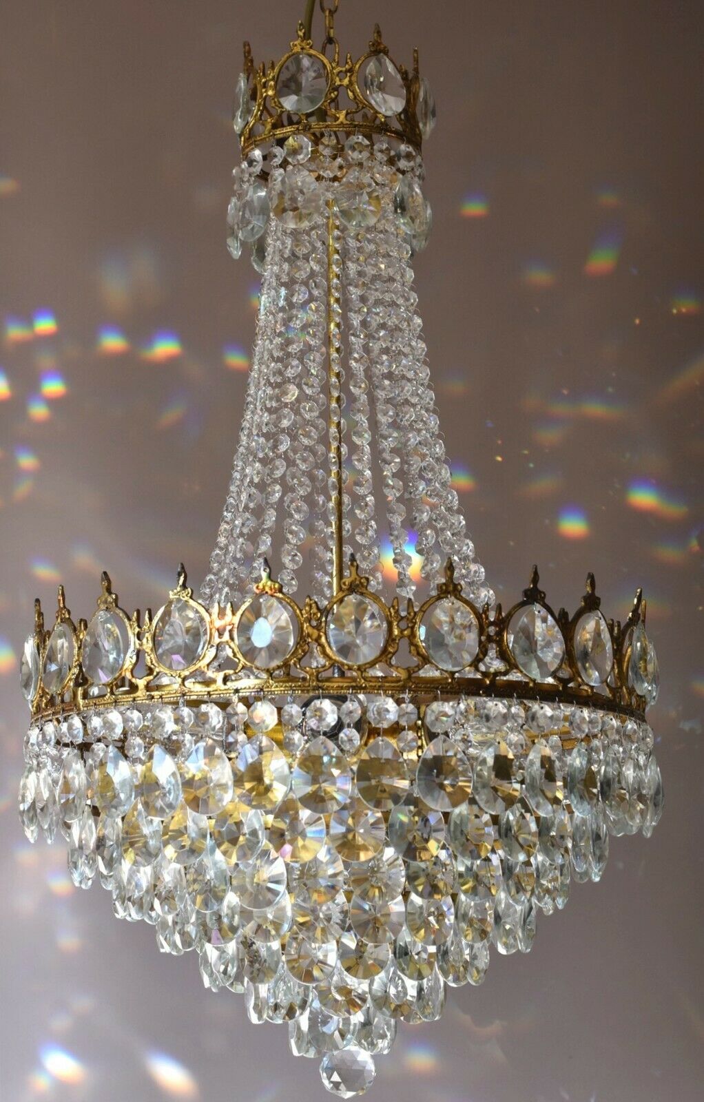 French Empire Crystal Chandelier Antique Vintage Ceiling Lighting Pendant Lamp