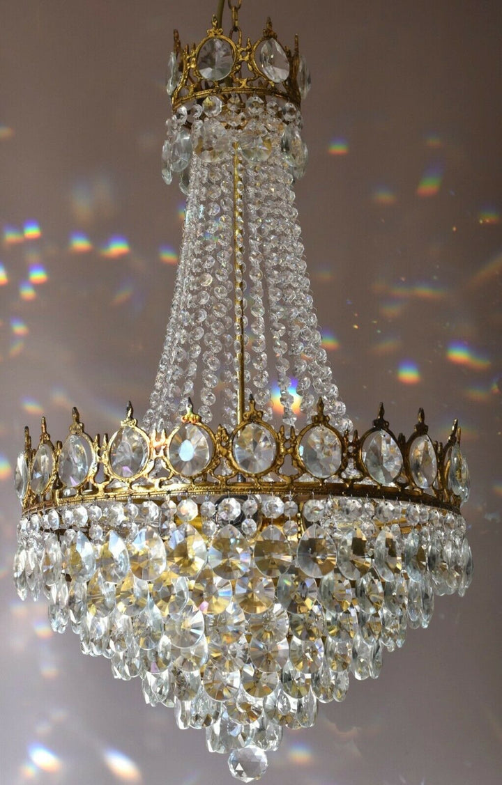 French Empire Crystal Chandelier Antique Vintage Ceiling Lighting Pendant Lamp