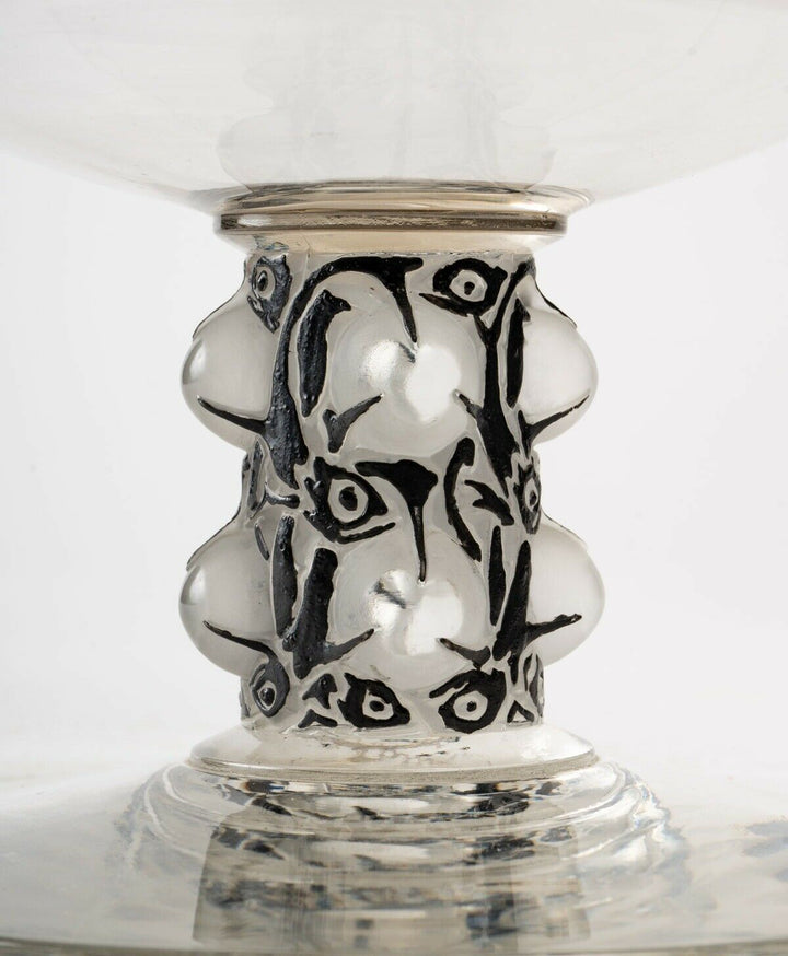 Coupe Saint Denis Verre Blanc Émaillé Noir R.Lalique René Lalique Glass Enamel
