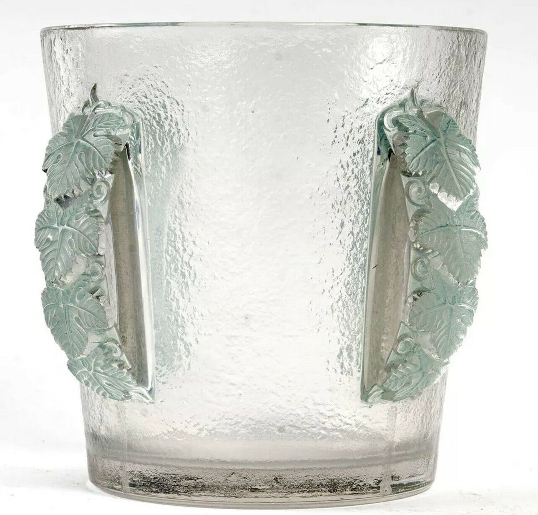 Vase Seau Champagne Epernay Patine Vert René Lalique R.Lalique Glass Ice Bucket