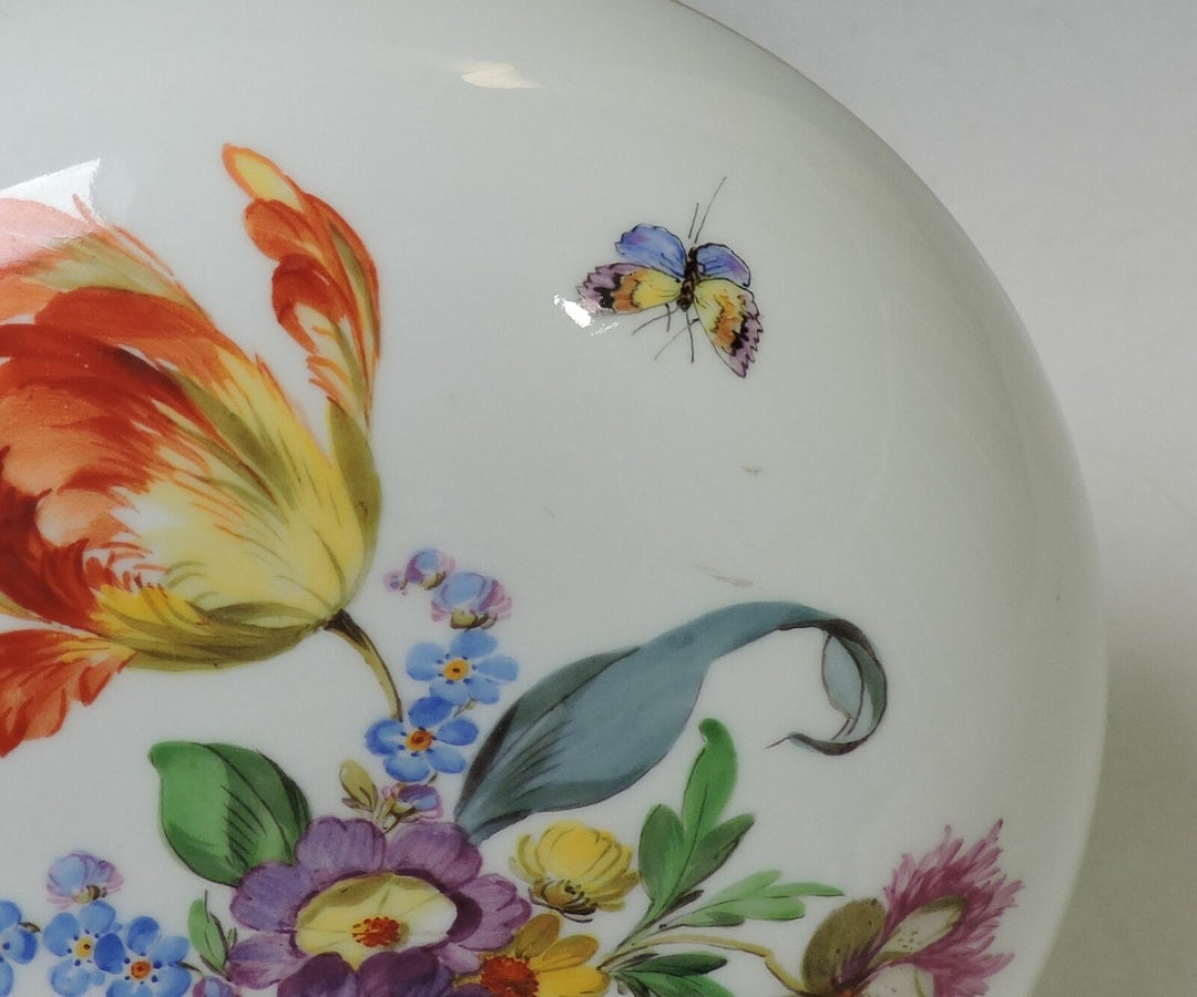 MEISSEN Highlight riesige Dose 16 cm -Insekten & Blumenmalerei -1. Wahl -RARITÄT